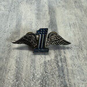 Vintage Winged Black USA #1 Harley-Davidson Biker Vest Hat Motorcycle Jacket Pin